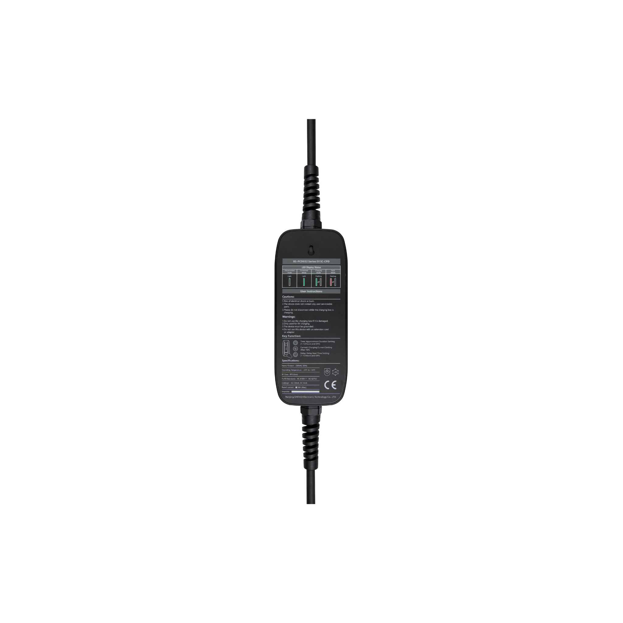 EROCK Pro Mobiele Lader LCD Zwart Type 1 naar Schuko - Uitgesteld laden en Memory functie - EV Plug Europa