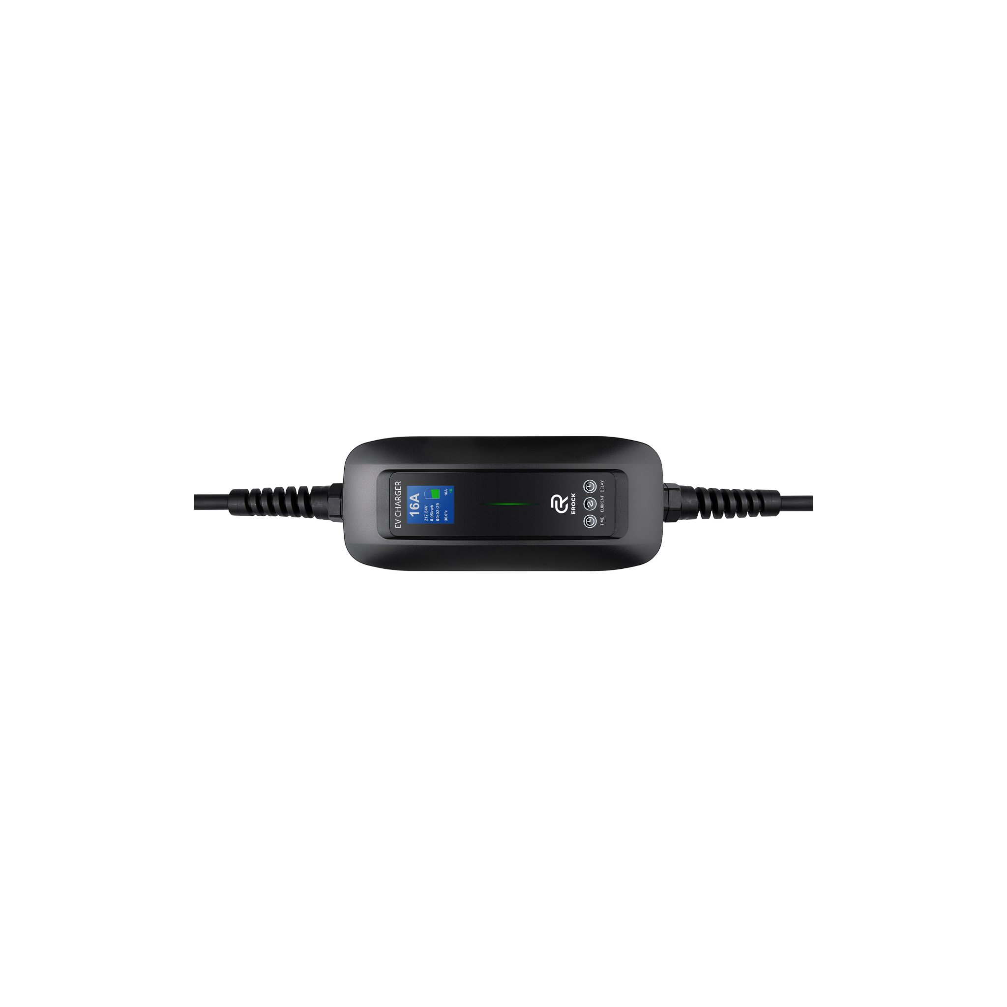 EROCK Pro Mobiele Lader LCD Zwart Type 1 naar Schuko - Uitgesteld laden en Memory functie - EV Plug Europa